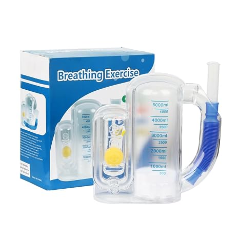One Ball Incentive Spirometer Breathing Exercise Device for Lung Deep Breathing Trainer Washable Respiratory Exerciser for Lung Strengthening Inspiratory Exerciser 5000ml System with Flow Indicator