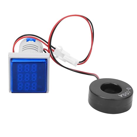 AC Voltage Current Display Meter, AC 60-500V 0-100A 20-75 Hz Frequency Meter Multifunction Power Energy Panel Meter LCD Digital Display Ammeter Voltmeter(Blue)