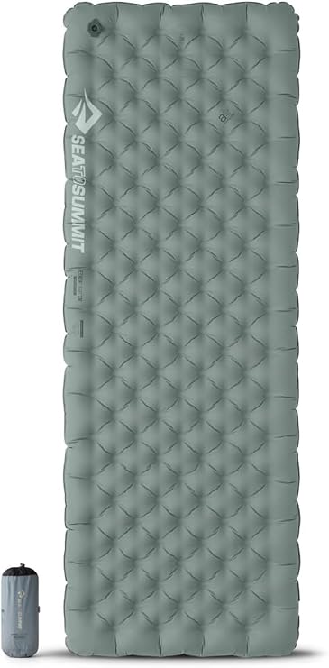 SEA TO SUMMIT - Ether Light XR Insulated Air Sleeping Mat Rectangular Regular Wide - ThermalCore Insulation - XPRESS Valve - Sack & Pillow Lock - Ultra Compact - 3Season - For Backpacking - Grey -605g