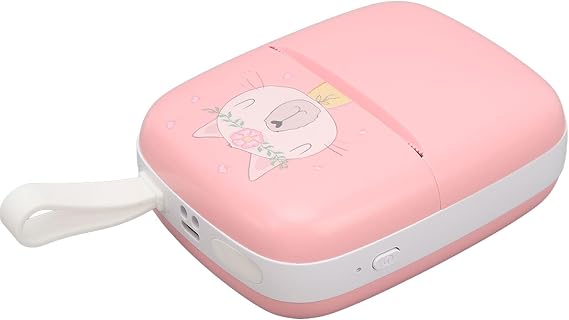 Portable Mini Printer,Wireless Smart Printer for Photo Picture Office Receipt Label Note with 7 Rolls Paper, Compact Pocket Thermal Printer (Pink)