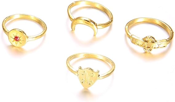 Charming 4 Pcs Ring Moon Flash Rings Set Finger Stacking Rings For Womens s Nice Processed