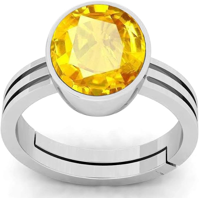 Yellow Sapphire Ring Certified Natural 7.50 Carat Certified Unheated Untreatet Yellow Sapphire Pukhraj Gemstone Ring Panchdhatu Ringfor Women'S And Men'S Lab -Certified-B0CRBK6GMRNAMZ