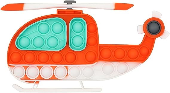 Helicopter Pop It Fidget Toy for Kids & Adults Stress Relief Silicone Sensory Squeeze Toy, Travel Friendly, Washable, Autism Anxiety Relief, Great Gift for Boys & Girls (Helicopter)