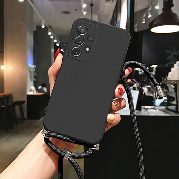 Coverzone Oukitel C21 Pro ile uyumlu İpli Boyun Askılı Silikon Kılıf Dulcet Epiphany Kılıf Siyah