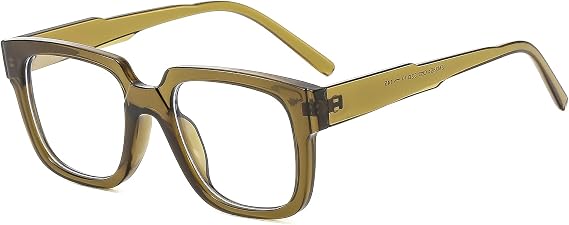 LJCZKA Blue Light Blocking Glasses for Women and Men, Square Computer Gaming Eyeglasses, Anti-Glare and Eyestrain Clear Lens Eyewear