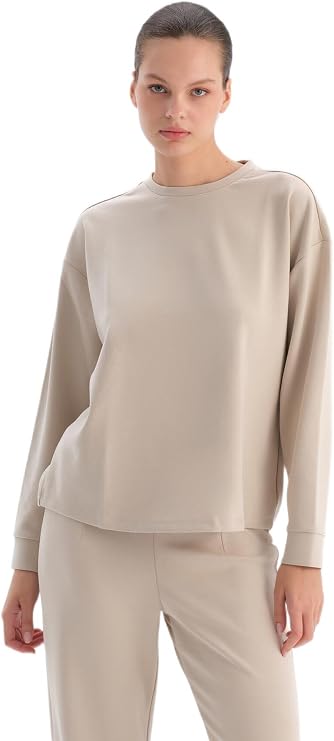 Dagi Kadın Basic Modal Sweatshirt Örme Krem