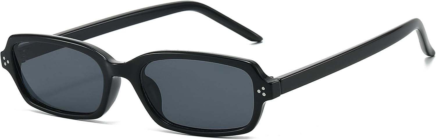 LJCZKA Small Rectangle Sunglasses for Women Men Retro Narrow Rectangular Sunglasses 90s Trendy Shades UV400 Protection