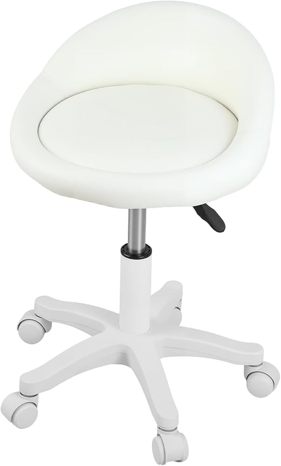 Adjustable Hydraulic Stool, Rolling Vanity Chair with PU Leather Seat & Silent Wheels, Swivel Salon Stool for Home Office, Dressing Table, Hairdressing (Beige)