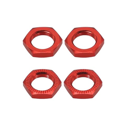 RCAWD Alloy Arrma 17 mm Wheel Nut Thread 1.0 for 1/7 Inch Arrma 6s Notorious Kraton Outcast Typhon Talion Infraction Limitless Felony Upgraded Parts (Red) Pack of 4 Red