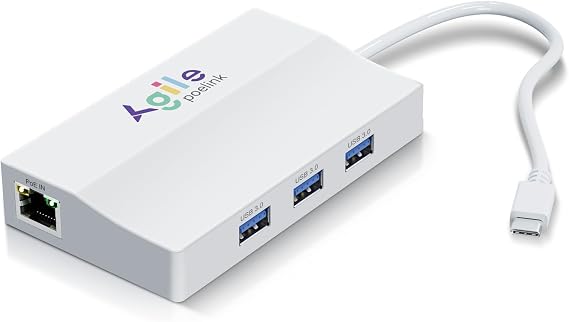 USB-C to Ethernet Adapter, Gigabit PoE to USB C Converter, 23W Charging, 10/100/1000Mbps