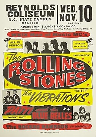 Vintage Rolling Stones Rock & Roll Concert Gig Band Advertisement Poster Print (A2 420 x 594mm)