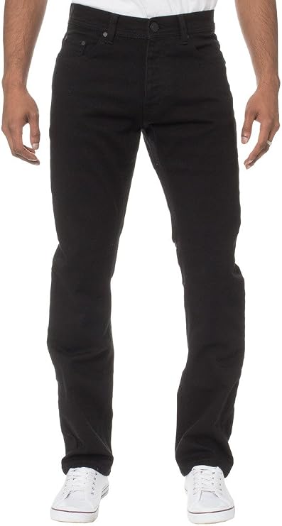 New Mens ENZO Stretch Straight Leg Regular Fit Classic Basic Denim Jeans