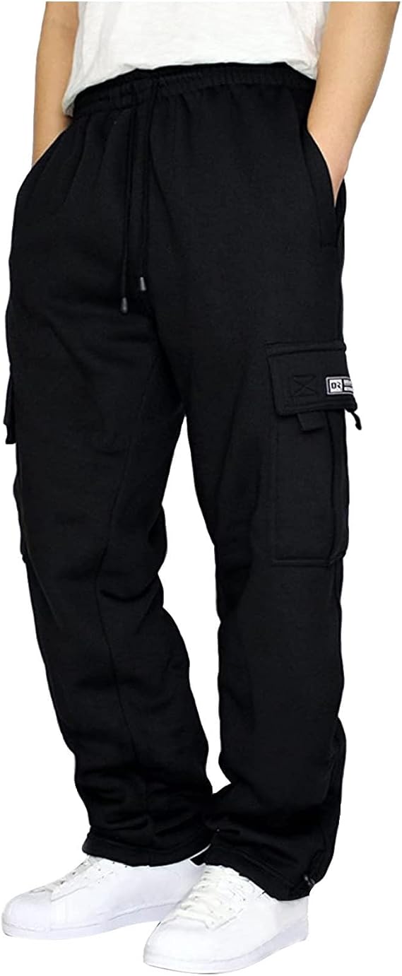 Halfword Mens Loose Joggers Sweatpants Fleece Cargo Trousers