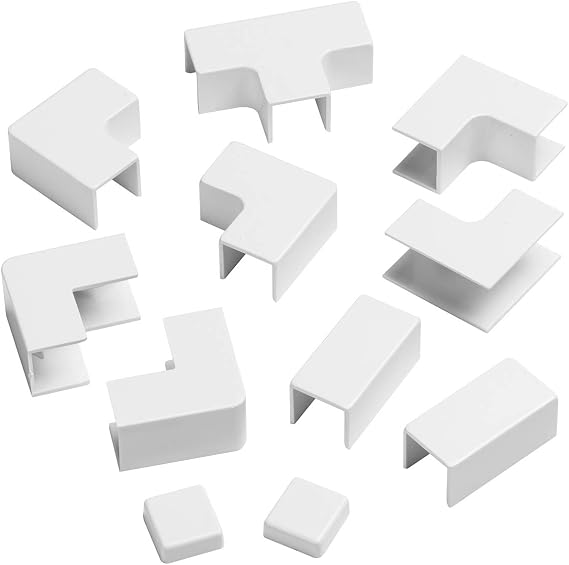 D-Line 16x16mm Cable Trunking Accessory Multipack, Snap Fit Design - 11-Piece Pack - White
