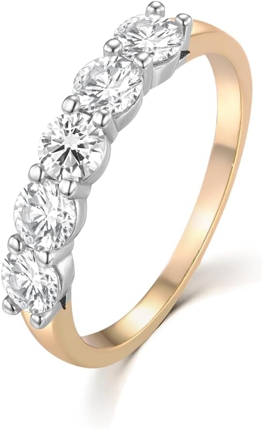Ring Ladies Sterling Solid 925 Silver 5 Stone Eternity K to U Simulated Diamond (L)