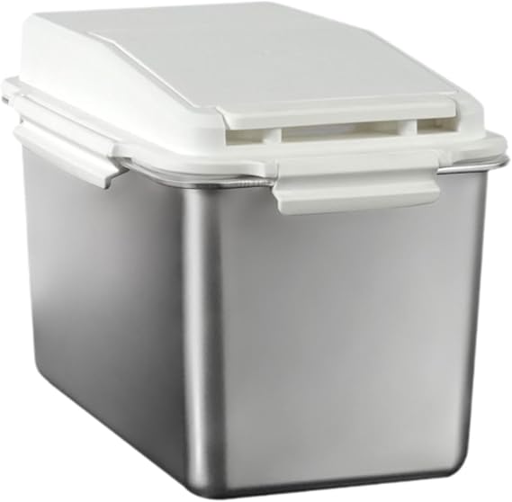 Storage Box for Company Container for Company Stainless Steel Flour Bin, White for 10KG