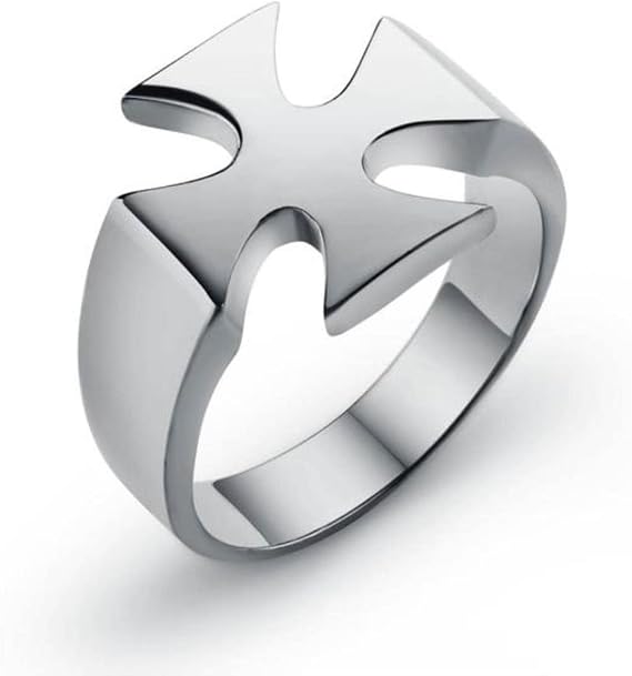 Men's Knight Templar Cross Rings Black Punk Crusaders Band Rings for Men's Stainless Steel Polished Signet Rings Jewelry Gift