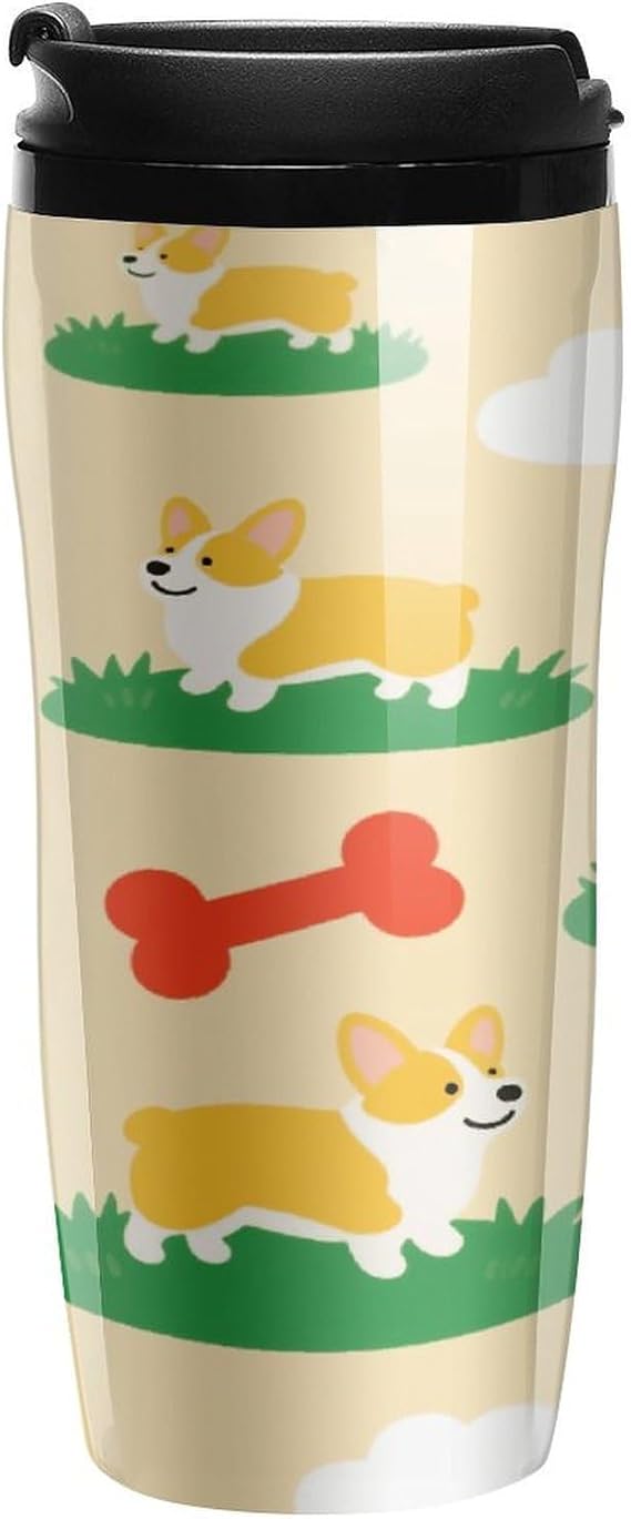 Corgi Bone Cloud Travel Coffee Mug for Women Men Funny Tumbler for Coworker, Friends - Novelty Plastic Coffee Cups 12oz Reusable Drinking Cups Gifts