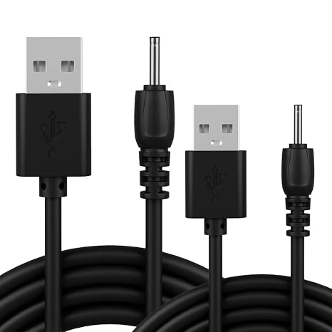 2-Pack Nokia DC 2.0 Charger Cable – Small Pin USB Cable for Classic, Flip & Slide Phones, Compact & Lightweight, Reliable Charging (Black，1m)