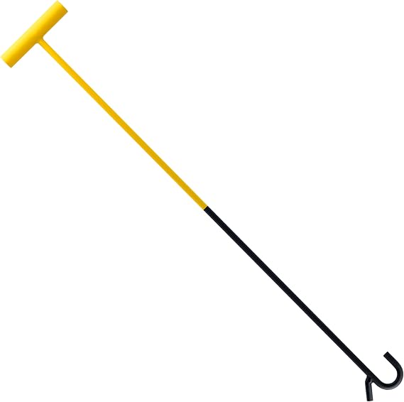 5th Wheel Pin Puller 32" Solid Steel Chrome Plated 5th Wheel Puller Hook, Heavy Duty 5th Wheel Puller w/Hook, 1 Pack Yellow & Black
