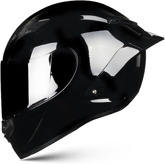 Motorcycle Carbon Fiber Full Face Helmets, with Spoiler Dual Visor Integrated Motorbike, for Adults Men Women Racing Moped Street ECE Approved A,Large