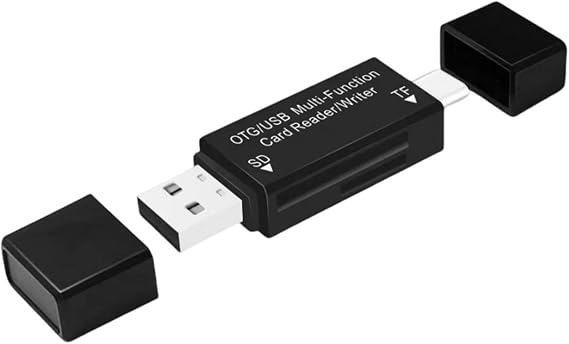 2 Port USB2.0 Type C Memory Card Reader Writer for Phones, Black