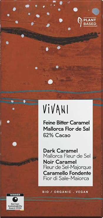 Dark Chocolate 62% with Caramel and Mallorca Salt Flower BIO - Vivani - 80g