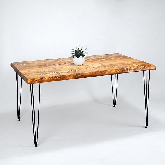 Doğal Ağaç Masif Kütük Masa 60cm x 90cm (Metal Ayak)