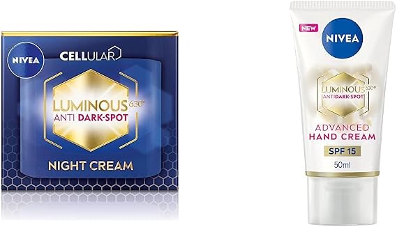 NIVEA Cellular LUMINOUS 630 Anti-Dark Spot Even Tone Night Cream (50ml), Hydrating Face Cream for Women, Recharges Skin and Reduces the Appearance of Dark Spots & Hand Cream, Clear, 50 ml (Pack of 1)