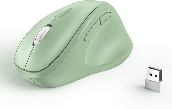 MICROPACK Digitally Yours Ergonomik Kablosuz Fare 2024 Yeni, PC Bilgisayar, Dizüstü Bilgisayar ve Masaüstü için USB Alıcılı Daha Küçük Ergo Fare, Sessiz Tıklamalı Dikey Fare, 1600 DPI'ya Kadar Uzun Pil Ömrü, Yeşil