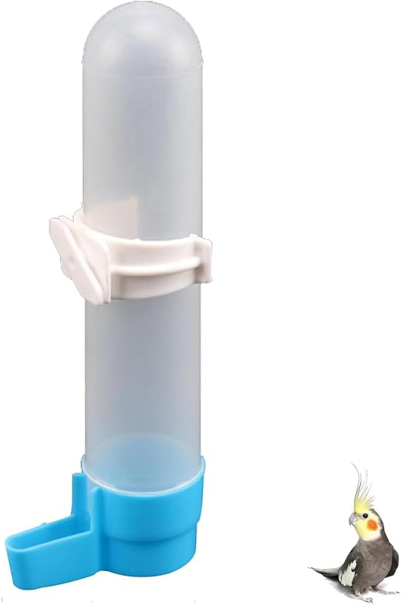 Automatic Bird Water Dispenser - 120ml Hanging Water Feeder for Parrots, Budgies, Cockatiels & Small Birds, Drip-Free Cage Water Bottle with Easy-Fill Design (Blue)