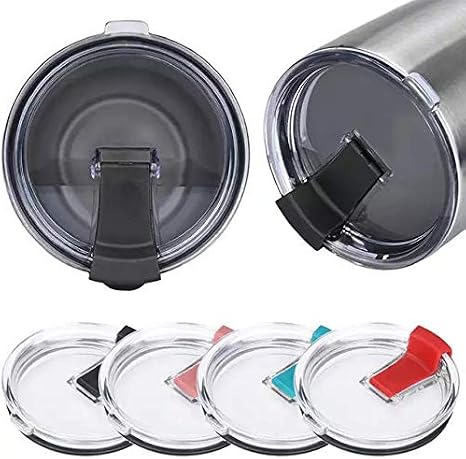 Tumbler Replacement Lid for 20 oz, 30 oz Tumbler - Splash Resistant, Leak Spill Proof and Straw Friendly (20oz RD+BK+PK+BU)