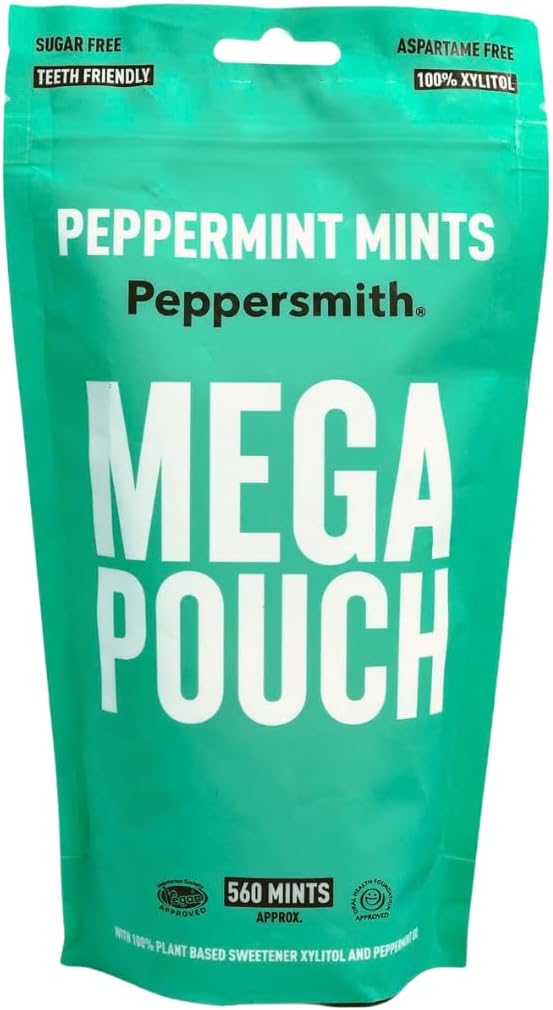 Peppersmith Peppermint Sugar Free Mints - Mega Pouch - 560 Mints - 330g
