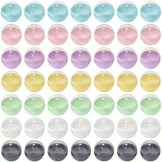 50個 2インチ カラー自動販売機カプセル ガムボールマシンカプセル 空のラウンドカプセル プラスチック自動販売機ボール 賞品 パーティー景品 7色
