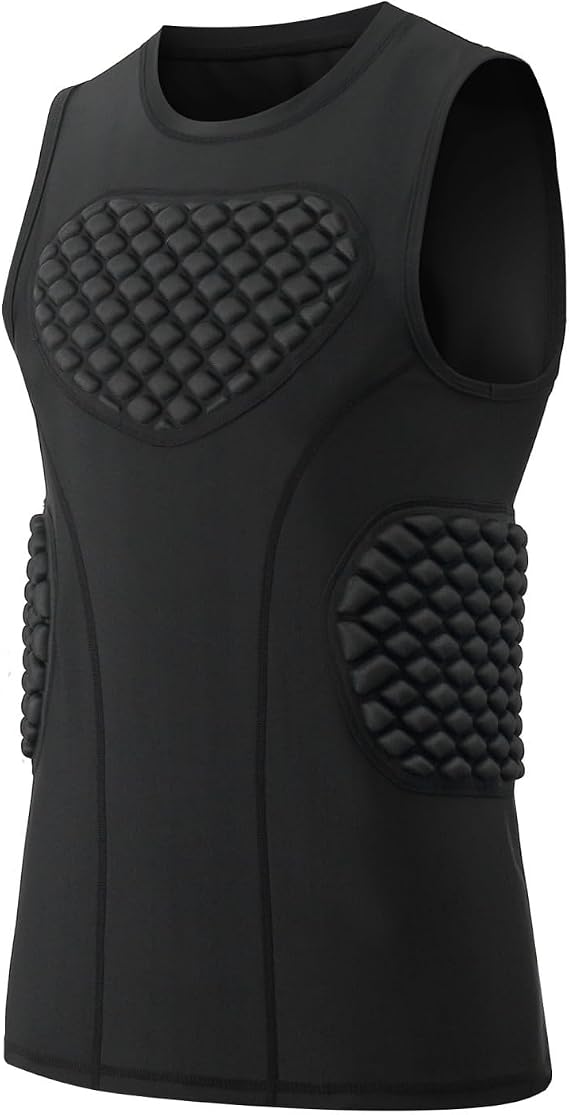 Topeter Baseball Chest Protector, Football Padded Compression Shirt w/ Heart Sternum Rib Guard for Softball, Rugby