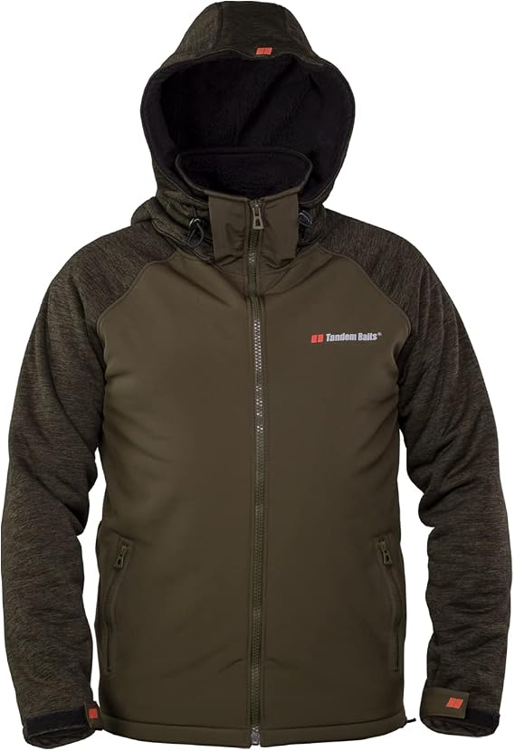 Tandem Baits Warm Softshell Jacket for Men Men's Softshell Jacket Hooded Wind Jacket Hiking Jacket Camping Fishing Hiking Outdoor Sports Waterproof Windproof Breathable