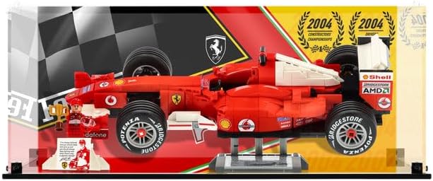 Display Case Compatible with LEGO 11375 Ferrari F2004 & Michael Schumacher - Display Case, (Printed Back Panel)
