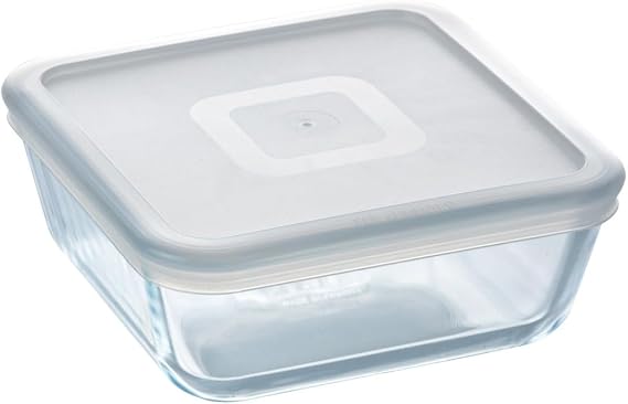 Pyrex Cook&Freeze Recipient Care Glass Size with lid 20.5 x 20.5 x 7.5 cm - Without lid 20 x 20 x 7 cm