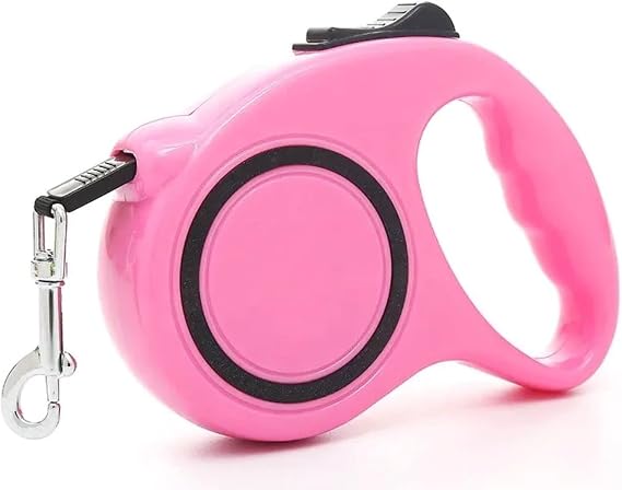 Köpekler İçin Premium 5 Metre Tuş Kontrollü Makaralı Tasma Kayışı - Dayanıklı, Ayarlanabilir 5 Mt (Pembe)