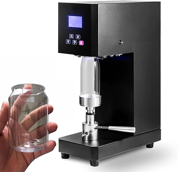 Automatic Can Sealing Machine Can Seamer, Can Sealer with Intelligent Panel & Counting, 55mm Caliber Tin Can, 370W Sealer Height Adjustable Bottle Capping for Milk Tea Coffee Pop PET Cans