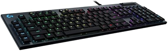 Logitech G815 LIGHTSYNC RGB mechanical gaming keyboard (with flat tactile GL key switch 5 programmable G keys USB loop-through special multimedia controls)