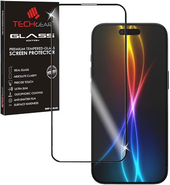 TECHGEAR 3D GLASS Screen Protector for iPhone Air (2025) – Full Screen Adhesion, 3D Curved Edge Full Coverage Tempered Glass, Face ID Compatible