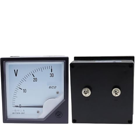 Analog Pointer Meter 5V 10V 15V 30V 75V 100V 150V 300V 500V 750V 1000V Square 6C2-V 80 * 80mm Voltmeter(20V)