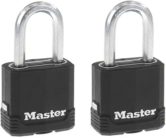 Master Lock M115XTLFCCSEN Covered 1-7/8-Inch Wide Magnum Laminated Steel Padlock, 5/16-Inch Diameter, 1-1/2-Inch Shackle Clearance, Twin Pack, 2 Pack