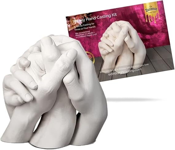 Hand Casting Kit for 3-4 People, Family Hand Casting Kit, with Alginate Moulding Powder & Casting Plaster, DIY Kits for Adults, Non-Toxic & Skin-Safe Gifts & Keepsakes - The Edinburgh Casting Studio