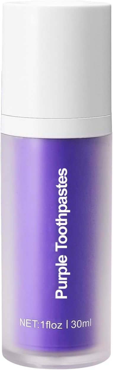 30ML Purple-Color Teeth Whitening Toothpaste Teeth Stain Removal Gums Care Purple Water-Soluble Dye to Correct Yellow Teeth 1pc
