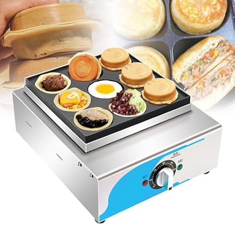 Commercial Red Bean Cake Maker Machine,2000 W Electric 9 Hole Wheel Cake Making Machine,Egg Burger Machine