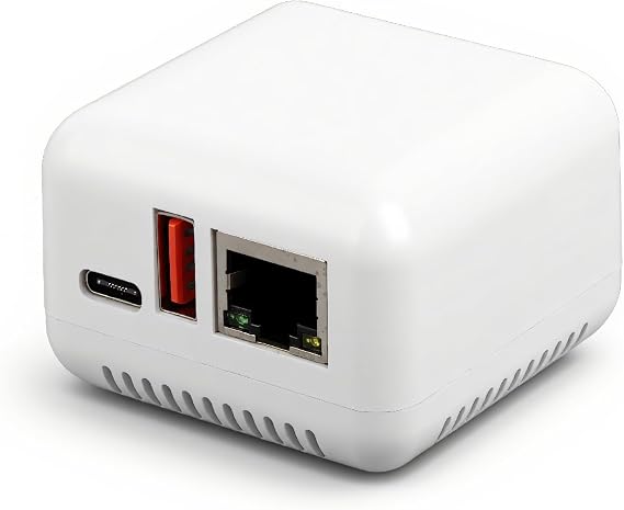 USB 2.0ネットワークプリントサーバー、画像印刷、Type C充電、プリンターUSBポート、コンピュータープリントサーバーアダプター、プラグアンドプレイ、100-240V USプラグ