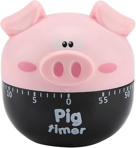 Kitchen Timer Cute Cartoon Pig Mechanical Timers Counters for Cooking Timing Tool (Color : Pink)