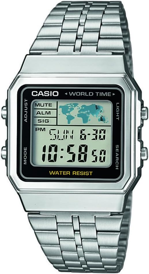 Casio Unisex Digital Watch with Stainless Steel Bracelet A500WA-1D